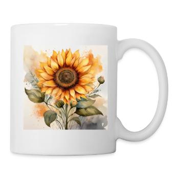 Vibrant Sunflower Watercolour Art - Mug - white - Right