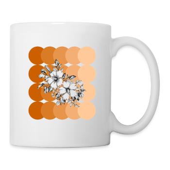 Floral Ink Art with Orange Circles - Mug - white - Right
