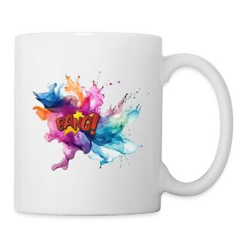 Colourful Watercolour Explosion with 'Bang!' Text - Mug - white - Right