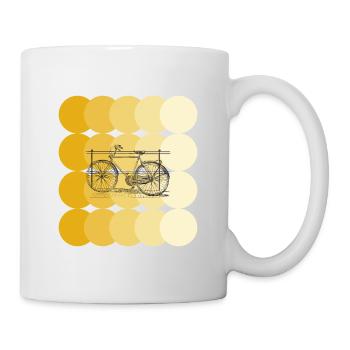 Vintage Bicycle and Yellow Circles Art - Mug - white - Right