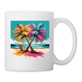 Vibrant Palm Trees on a Tropical Beach - Mug - white - Right