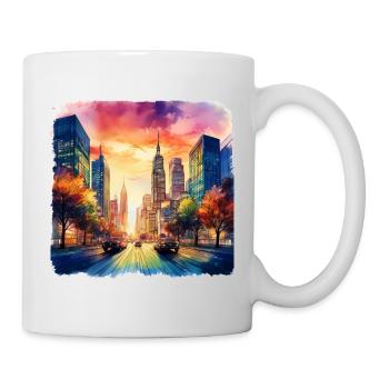 Vibrant Cityscape at Sunset - Mug - white - Right
