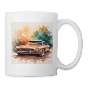 Vintage Orange Classic Car Illustration - Mug - white - Right