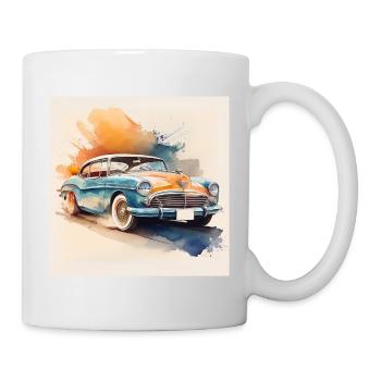 Vintage Classic Car Illustration - Mug - white - Right