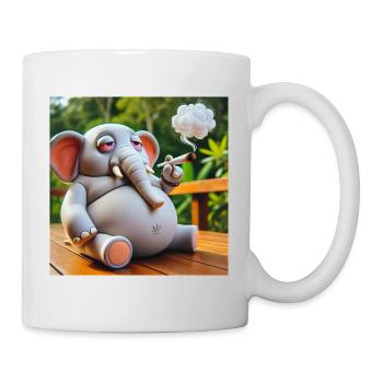 Smoking pot elephant with joint - Mug - white - Right
