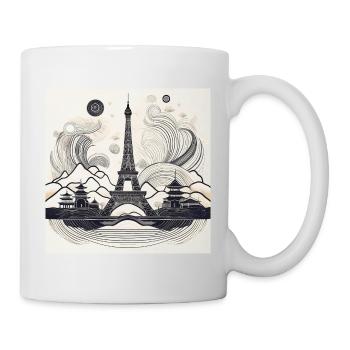 Eiffel Tower & Pagoda Fusion Art - Mug - white - Right