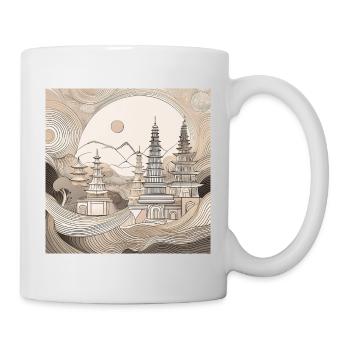 Minimalist Temple Pagodas Art - Mug - white - Right