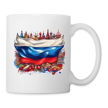 Russia Flag and Cultural Foods Art - Mug - white - Right