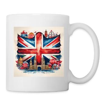 Bold British Union Jack Cityscape Artwork - Mug - white - Right