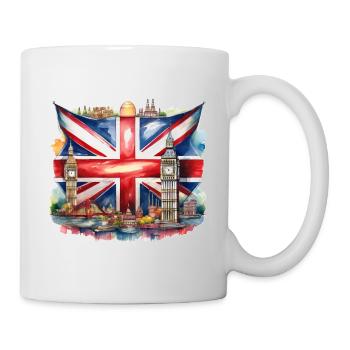 Watercolour Union Jack with British Landmarks - Mug - white - Right