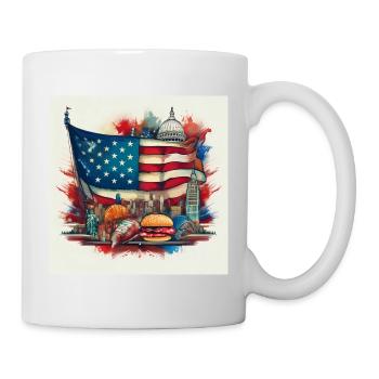 Iconic USA Flag with American Landmarks Art - Mug - white - Right