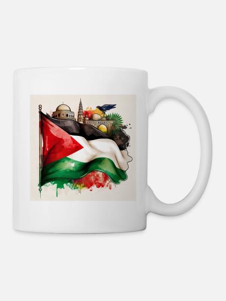 Palestinian Pride Flag with Iconic Landmarks - Mug - white
