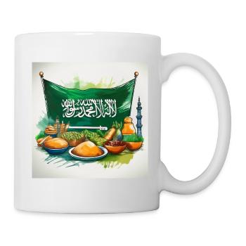 Saudi Flag and Feast – Vibrant Arabian Heritage - Mug - white - Right