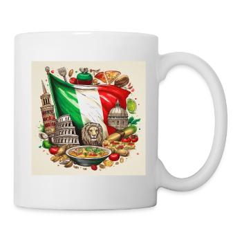 Italian Flag with Iconic Landmarks and Food Art - Mug - white - Right
