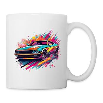 Bold Classic Car with Abstract Colour Splashes - Mug - white - Right