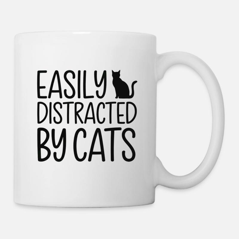 Lässt sich leicht von Katzen ablenken - Tasse - Weiß