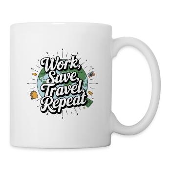 Travailler, économiser, voyager, répéter - Mug blanc - blanc - Droite