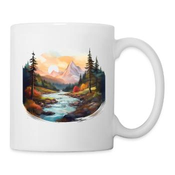 Serene Mountain Landscape with Flowing River Art - Mug - white - Right