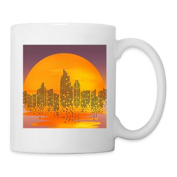 Cityscape at Sunset – Urban Silhouette Art - Mug - white - Right