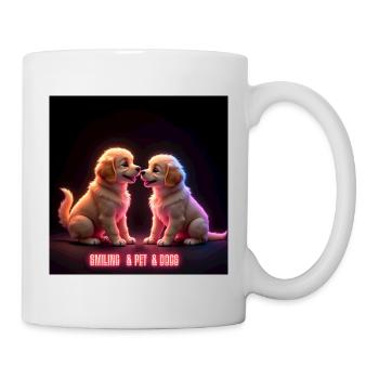 smiling pet dogs - Mug blanc - blanc - Droite