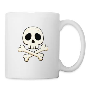 Cartoon skull and crossbones - Mug - white - Right