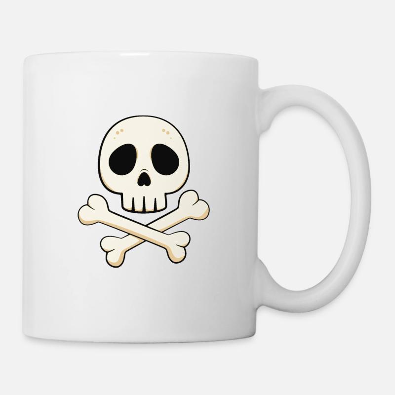 Cartoon skull and crossbones - Mug - white