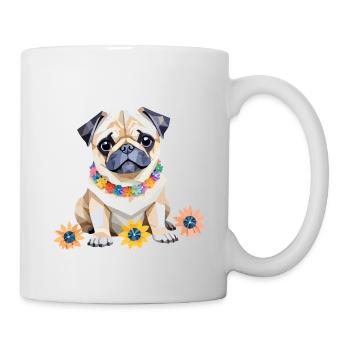 Mops Verspielt Entzückend Spaß Tier Bunt Geometrisch - Tasse - Weiß - Rechts
