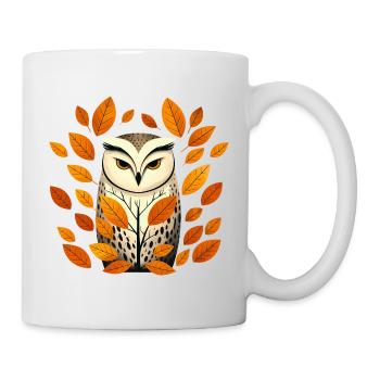 Owl and autumn leaves - Mug - white - Right