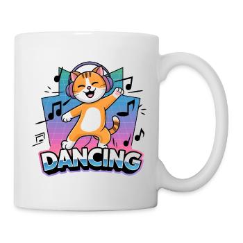 Tanzende Katze - Tasse - Weiß - Rechts