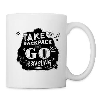 "Take your backpack and go traveling" noir - Mug blanc - blanc - Droite