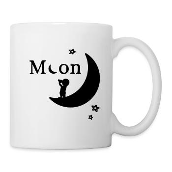 Motif lune avec personnage - Mug blanc - blanc - Droite