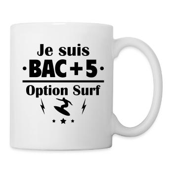 Bac+5 option surf, fête des pères, cadeau de noël - Mug blanc - blanc - Droite
