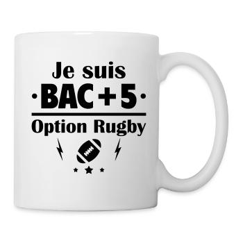 Bac+5 option rugby, fête des pères, cadeau de noël - Mug blanc - blanc - Droite