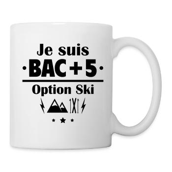 Bac+5 option ski, fête des pères, cadeau de noël - Mug blanc - blanc - Droite