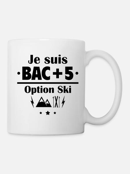 Bac+5 option ski, fête des pères, cadeau de noël - Mug blanc - blanc