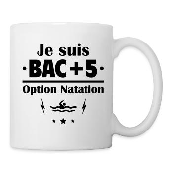 Bac+5 option natation, fête des pères, cadeau noël - Mug blanc - blanc - Droite