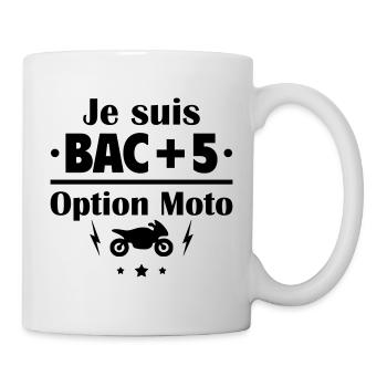 Bac+5 option moto, fête des pères, cadeau de noël - Mug blanc - blanc - Droite