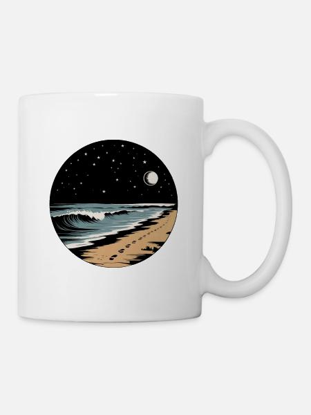 Nacht-Strand - Tasse - Weiß