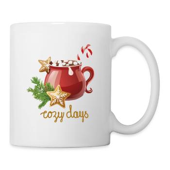 Hot Cacao, Cozy Days, Christmas Cookies - Tasse - Weiß - Rechts