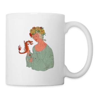 Flower fairy with dragon in love - Mug - white - Right