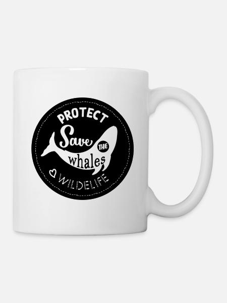 Save the wales, protect wildelife - black - Mug - white