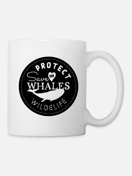 Save the wales, protect wildlife - Black - Mug - white
