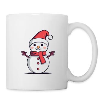 Bonhomme de neige avec chapeau de Père Noël - Mug blanc - blanc - Droite