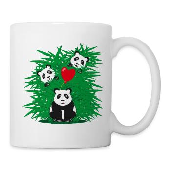 Liebe Panda Familie mit rotem Herz. - Tasse - Weiß - Rechts