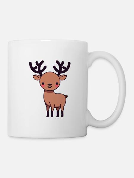 winterlicher Hirsch - Tasse - Weiß