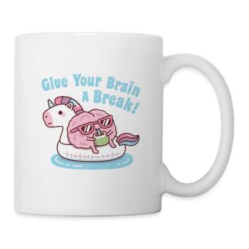 Brain On Unicorn Float Give Your Brain A Break - Mug - white - Right