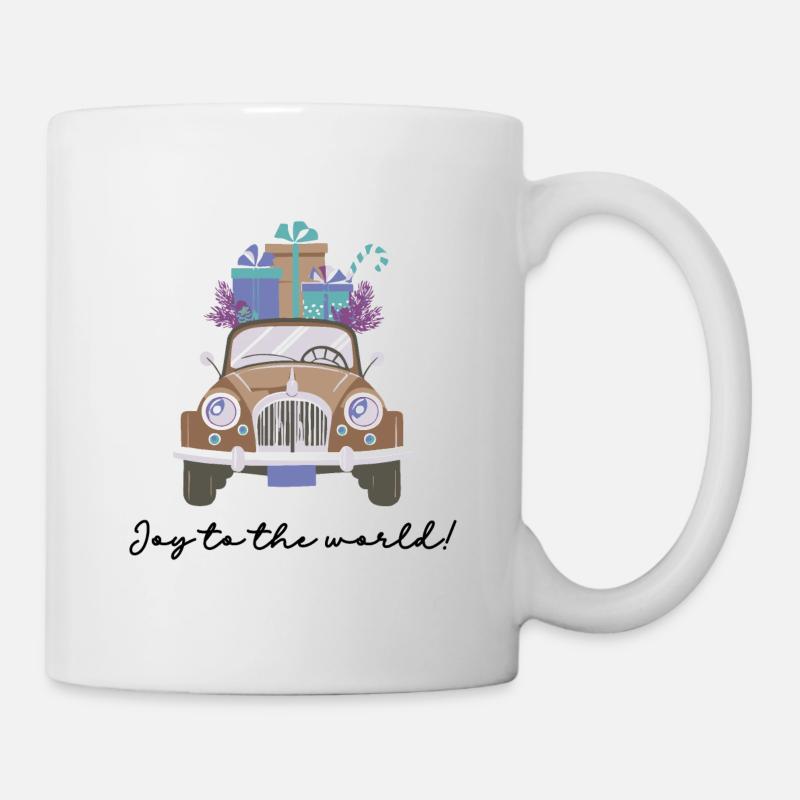 Joie pour le monde | Noël | Voiture de Noël - Mug blanc - blanc