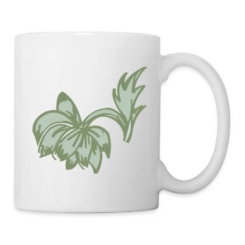 schöne, hängende Blume, florales Design - Tasse - Weiß - Rechts