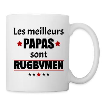 Les meilleurs papas sont rugbymen, fête des pères - Mug blanc - blanc - Droite