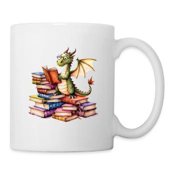 Dragon reads a book - Books - Mug - white - Right